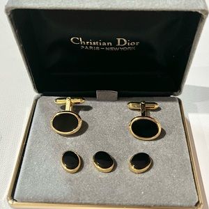 Vintage Christian Dior Black Onyx Cufflinks